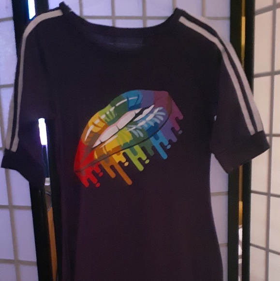 Sexy Plum Purple Bodycon Rainbow Lips Maxi Dress size S - Picture 8 of 14